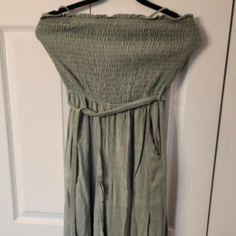 Soft Mint Green Linen Textured Jump Suit Size L - Fits M